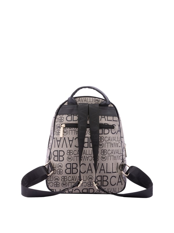 Mochila de mujer. El cierre es con cremallera. Los bolsillos internos son uno con cremallera. Los bolsillos externos son tres delanteros con cremallera y uno trasero con cremallera. La bandolera es ajustable en tela. Falta el mango. Hay un compartimento interno. El material exterior es ecopiel. Internamente es 100% Poliéster. Medidas: 26x33x16 cm. Producto de moda
