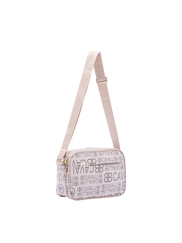 Bolso bandolera para mujer. El cierre es con cremallera. Los bolsillos internos son uno con cremallera. Los bolsillos externos son dos delanteros con cremallera y uno trasero abierto. La bandolera es ajustable en tela. Falta el mango. Hay un compartimento interno. El material exterior es ecopiel. Internamente es 100% Poliéster. Medidas: 18x28x11 cm. Producto de moda