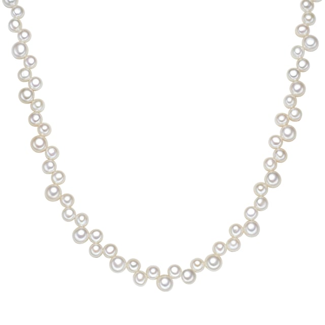 Refined and modern pearl jewelry is the hallmark of Valero Pearls and with this necklace you can enjoy a very exquisite piece. It mainly impresses with the original zigzag arrangement of the hand-picked and luxuriously shimmering freshwater breeding breeding breeding breeding pearls, which were threaded at a breath-tender pearl silk. So the pearl chain gives its cleavage a youthful freshness and puts it in the limelight. Incidentally, with the integrated extension chain and carabiner closure from start -up sterling silver, you can easily adapt the length of the collier to the neckline solution each of your tops.