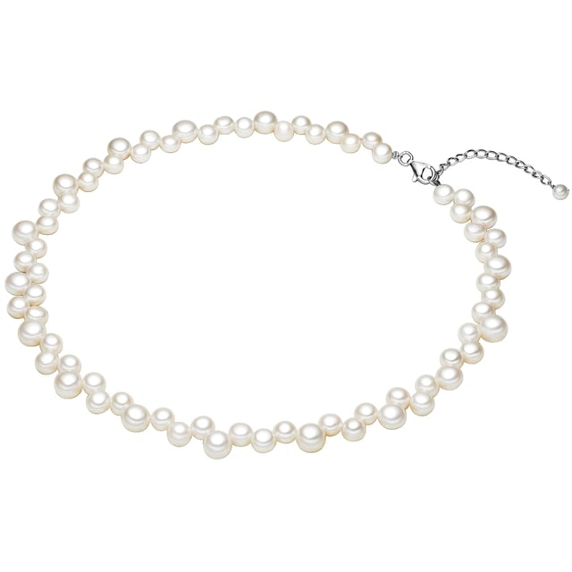 Refined and modern pearl jewelry is the hallmark of Valero Pearls and with this necklace you can enjoy a very exquisite piece. It mainly impresses with the original zigzag arrangement of the hand-picked and luxuriously shimmering freshwater breeding breeding breeding breeding pearls, which were threaded at a breath-tender pearl silk. So the pearl chain gives its cleavage a youthful freshness and puts it in the limelight. Incidentally, with the integrated extension chain and carabiner closure from start -up sterling silver, you can easily adapt the length of the collier to the neckline solution each of your tops.