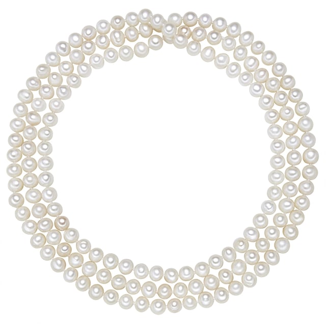 Do you love the versatility of pearl jewelry? Then this extra -long pearl chain of the Valero Pearl label guarantees your new favorite! With a length of 90 cm, it is a real all -rounder and can be worn as a casual long chain and classically double -row. Only the finest freshwater breeding pearls in round shape with brilliant shine come to use, which are raised as a closure endless chain to high-quality pearl silk so that the chain falls particularly soft. Tip: Your look with suitable pearl earrings or a pearl bracelet from the Valero Pearls collection will be perfect!