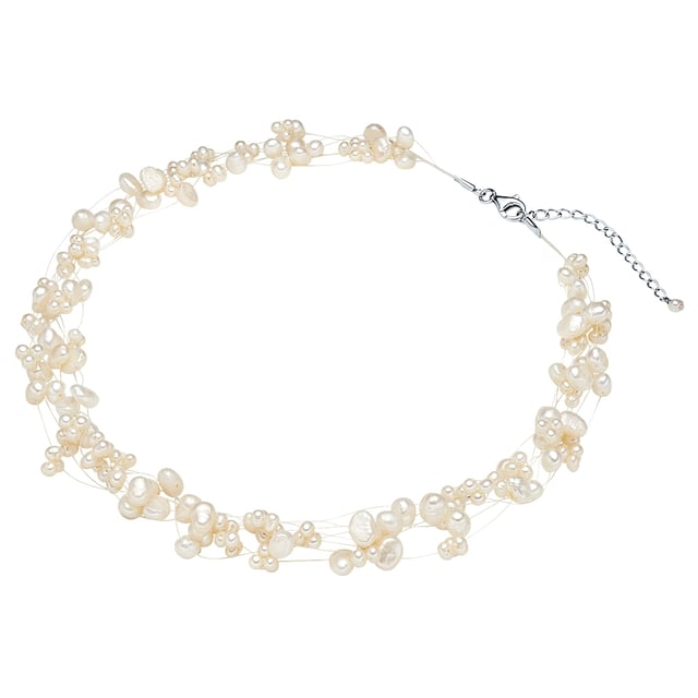 Do you love jewelry with character? Then the natural miracle pearls matches them perfectly. In individualists, baroque freshwater breeding breeds are becoming increasingly popular - every single one distinctive. This multi-row waterfall collier from Valero Pearls is also unique from freshwater breeding breeds that have been hand-picked on the best pearl farms in the world. In addition to the louster, the evenness of the pearl surface - measured by the so -called "spot level" - is one of the most important selection criteria. The practical carabiner closure made of rhodium -plated 925 sterling silver is protected from starting.