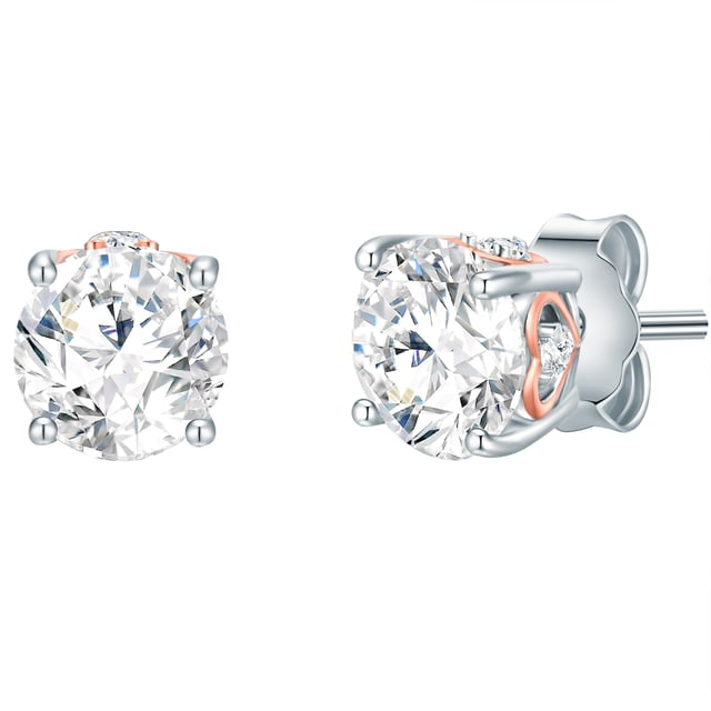Timeless earrings is a basic for every jewelry box - like these bicolor ears of the Trilani label. The precisely faceted zirconia crystal conjures up a beguiling glitter on your earlobes. A symbolic detail for the second glance is the heart motif integrated in the side. Made of 925 sterling silver and rhodium and rose gold, the earrings in fans of silver and gold jewelry scores alike. The plugs can be carried for the office look as well as with casual leisure outfits. A practical plug -in closure simplifies and puts it on - for the best comfort.