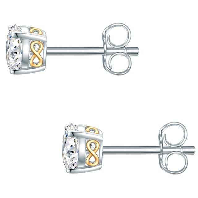 Timeless earrings is a basic for every jewelry box - like these bicolor ears of the Trilani label. The precisely faceted zirconia crystal ensures a beguiling glitter on your earlobes. A symbolic detail for the second glance is the infinitiy motif integrated on the side. Made of 925 sterling silver and rhodium and yellow gold, the earrings convinces fans of silver and gold jewelry alike. The plugs go with the office look as well as with casual leisure outfits and are guaranteed to be an Every Day Piece. A plug -in closure simplifies on and off - for optimal wearing comfort.