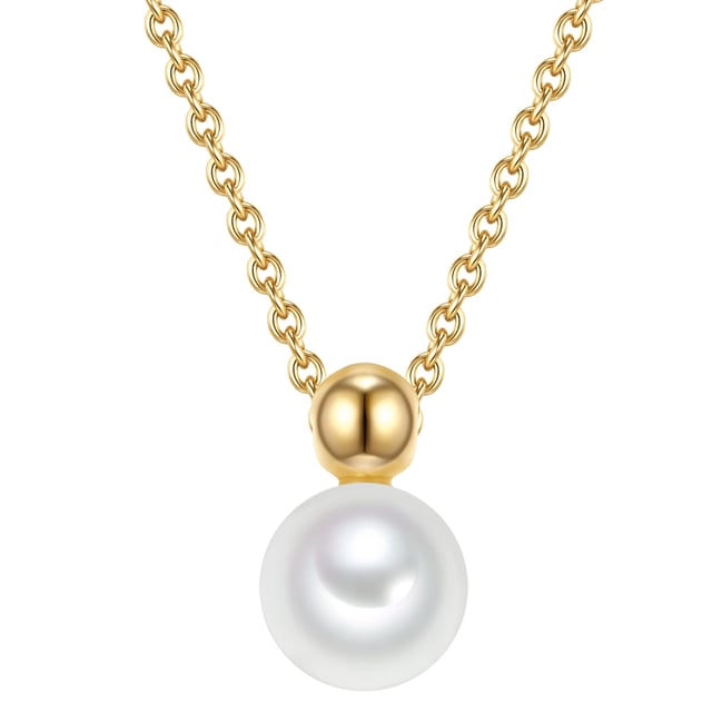Are you looking for an accessory in a minimalist design that convinces without glamor? This chain of the label Valero Pearl is deliberately reduced to a exquisite freshwater breeding pearl as a soloist in a cleavage, combined with a delicate anchor chain and a simple spherical chain. A spring ring closure and a practical extension chain make the length adjustment straightforward. The chain and eyelet are made of 925 sterling silver and refined with yellow gold-a must-have for all lovers of the warm glossy precious metal and a perfect gift for all pearl fans!