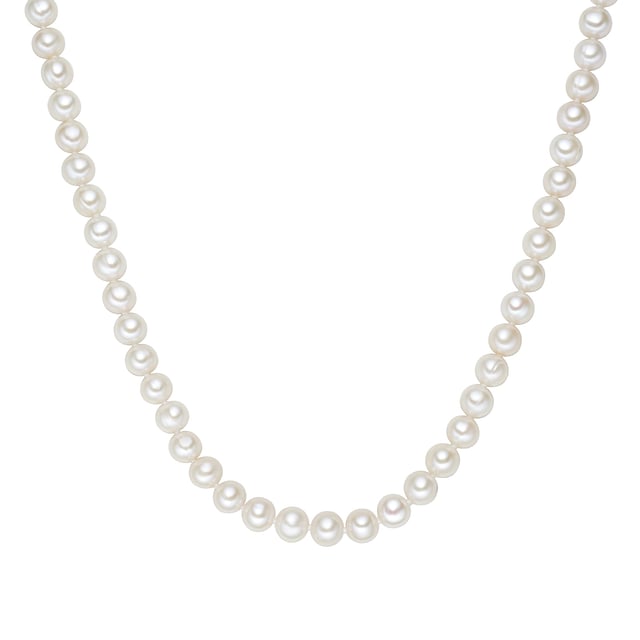Pearls are an all-time favorite in the jewelry box and are always trendy with their timeless elegance. Whether for jeans, a business costume or a festive outfit: This pearl necklace of the Valero Pearl label harmonizes with every dress code. The shimmering freshwater breeding breeds in potato form are unique and inspire with their natural charm. A knot is set after each pearl to avoid friction of the delicate pearl mutual surfaces. Another advantage: Knotted pearl chains fall more smoothly. The practical carabiner closure consists of ongoing sterling silver.