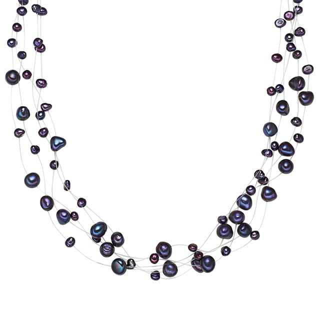 You love the mysterious shimmer of pearls, but the classic pearl jewelry is not individual enough for you? Then this unusual multi-row pearl necklace of the label Valero Pearl will conquer your heart. Handpicked freshwater breeding breeds in the trendy baroque shape nestle into their neckline - at irregular intervals on transparent nylon strands, so that the pearls seem to float over their skin. A short specimen chain gives scope in the exact length setting and is closed with a carabiner closure from a start -up silver.