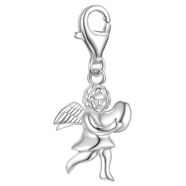 Small charms make your jewelry individual and tell your personal story. This pendant from the Rafaela Donata label enriches the story of fashionistas in love with a romantic facet: the detailed miniature angel brings a heart - a very special statement of love on the charm bracelet! The figurative symbol made of 925 sterling silver is refined with rhodium plating, which enhances the radiant silver shine and protects it from tarnishing. The practical lobster clasp allows you to quickly switch between different link chains and charm straps.