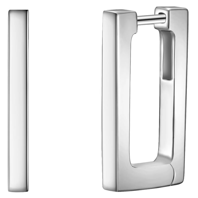 GENERAL INFORMATION:  • Earring type: Hoop earring  • Targetgroup: Female  MATERIAL:  • Basematerial: Sterling Silver  • Color Basematerial: Silver  • Alloy/Fineness: 925/-  • Coating/Plating: Rhodium plated  • Surface Treatment: High-gloss polished  DIMENSIONS:  • Earring height mm, approx.: 19,7  • Earring width mm, approx.: 2,2