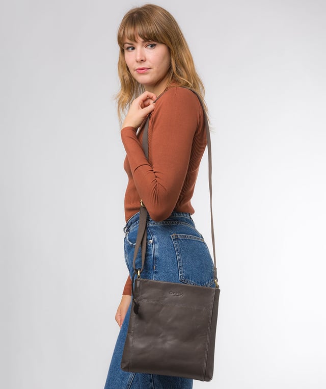 Dink' Slate Leather Cross Body Bag