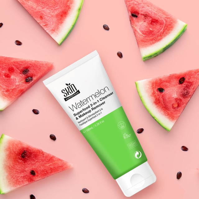 Our Watermelon Superfood Cleanser is a 2-in-1 hero product that effectively removes impurities and promotes a rejuvenated complexion. Enriched with super-fruit watermelon and nourishing coconut, this gentle cleanser hydrates and moisturizes the skin, leaving it clean, fresh, and protected.