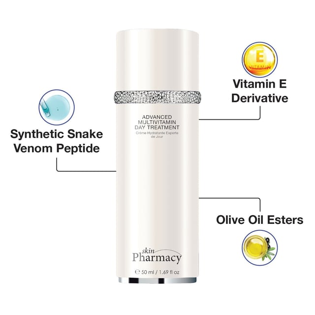 skinPharmacy Tratamiento Avanzado de Multivitaminas para el Día 50ml El Tratamiento Avanzado de Multivitaminas para el Día de Skin Pharmacy es una fórmula poderosa que hidrata y nutre profundamente la piel. Cargado con Vitamina C, Vitamina E, Aquaxyl y Ácido Hialurónico, este tratamiento reduce la aspereza de la piel, combate el daño de los radicales libres, optimiza la circulación del agua y proporciona humedad para reafirmar la piel. Apto para pieles sensibles o dañadas.