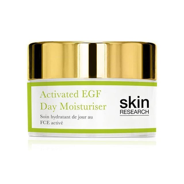 Skin Research Anti-Ageing Activated EGF Day & Night Moisturiser Gift Set This luxurious anti-ageing moisturiser gift set is designed to hydrate and rejuvenate your skin both day and night. Infused with Activated EGF, it promotes skin renewal and enhances elasticity, while nourishing ingredients like Shea Butter and Argan Oil provide deep moisture and essential fatty acids for a supple complexion. The inclusion of Squalane and Hyaluronic Acid ensures lasting hydration, helping to plump and smooth fine lines. With a blend of botanical oils and advanced peptides, this moisturiser not only protects against environmental stressors but also leaves your skin feeling soft, radiant, and youthful. Enjoy the soothing fragrance and indulge in a skincare experience that transforms your daily routine.