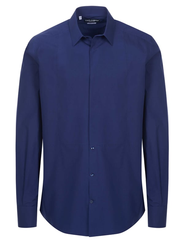 100% algodón; Camisa Dolce & Gabbana;  Modelo: G5EN2T FU5T9 05;  Mano de obra de alta calidad;  100% algodón suave;  Ligeramente ceñido al cuerpo;  Cuello Kent;  Tapeta con 8 botones;  puños combinados;  Colección de oro