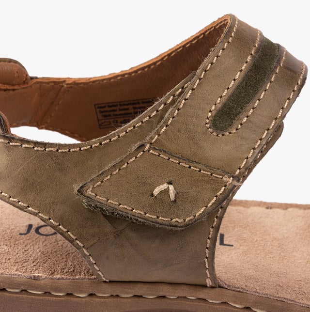 Josef Seibel BRENDA 08 Womens Sandals Khaki

  
 *   Upper Material: Leather 
 *  Lining Material: Leather 
 *  Sole Material: Rubber 
 *  Closure/Fastening: Touch Fasten 
 *  Features: Comfort,Lightweight 
 *  Shoe Width: Regular 
 *  Item Weight: 0.5 KG 
 *  Heel Height: Flat (Under 2.5cm) 
 *  Sandal Style: Open Toe 
 *  Gift Boxed: No  Product Code: 76808-932660