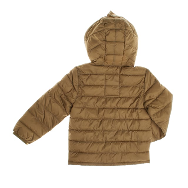 Gap girls' padded jacket, designed with lightweight padding that provides warmth without adding bulk.

 It features a practical front zip closure for easy wearing, as well as a hood that incorporates small dinosaur-inspired "spikes", adding a playful and original touch.

 Front side pockets offer convenience and a touch of style.

 Made from 100% recycled polyester, this jacket is part of the Gap for Good initiative, committed to sustainability.

 It uses recycled materials to reduce the impact on natural resources, taking care of both the well-being of girls and the planet.
 Composition: Exterior: 100% Nylon; Interior: 100% Nylon; Filling: 100% Polyester
 Care:
- Machine wash cold on delicate cycle.
 - Use non-chlorine bleach when necessary.
 - Do not dry clean.