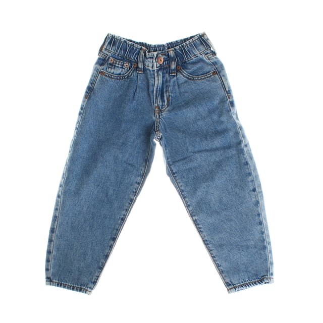 These barrel jeans for girls have a modern and relaxed design, characterized by their looser, high-waisted silhouette, with an adjustable waistband for greater comfort.

 Made of resistant denim.

 The classic 5-pocket design offers functionality, while the wide-cut leg that is slightly tapered at the ankles provides a contemporary and versatile look.

 Ideal for a casual and comfortable style, perfect to combine with different clothes.
 Composition: 100% Cotton
 Care:
- Machine wash cold.
 - Use similar colors in the wash.
 - Avoid the use of bleaches.
 - Dry at low temperature in the dryer.
 - Iron at low temperature.
 - Do not dry clean.