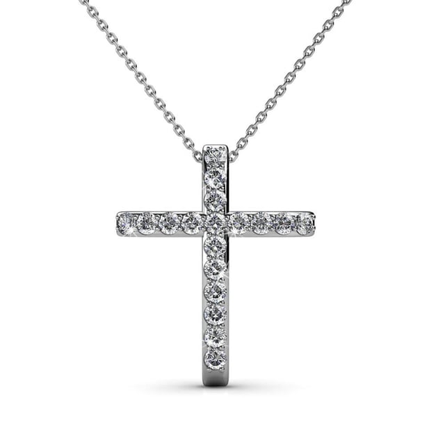 Samenstelling: Messing Afwerking: Rhodium geplateerd Soort steen: Oostenrijks kristal Aantal stenen (st.): 21 Kleur steen: Kristal Lengte ketting (mm): 400 + 50