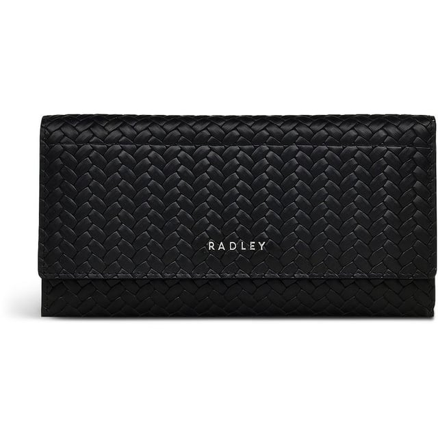 Womens black Radley westwell lane purse, manufactured with leather. Featuring: popper closure, zip section, card compartments, protective dust bag and height 10cm x width 19cm x depth 2cm.