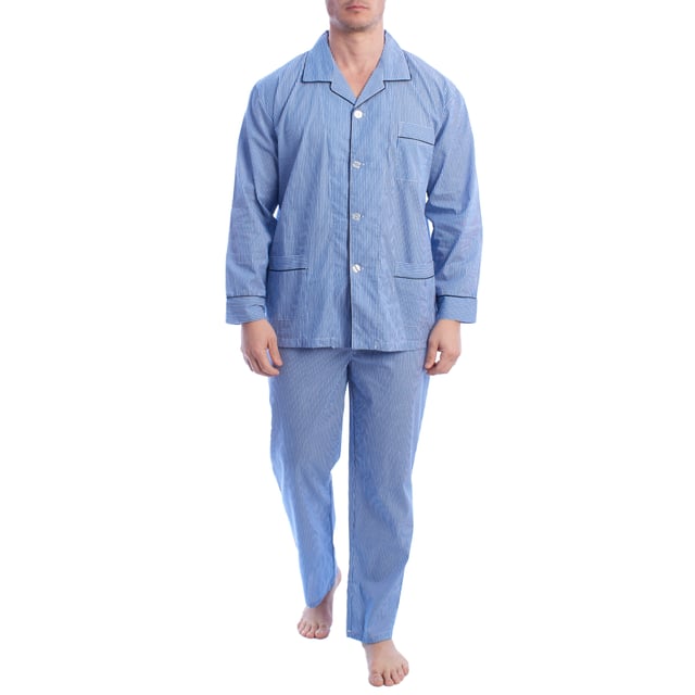 Kisses&Love men's pajamas. Classic men's pajamas made from premium poplin fabric!

 This men's pyjama set combines a long-sleeved shirt and long trousers. Made from soft, breathable materials, it ensures comfort all night long. Ideal for autumn/winter due to its length but also suitable for use all year round, this set offers a perfect balance between style and comfort for a restful night's sleep.

 Exclusive designs and a variety of prints: Men's pajamas are available in different colors of stripes and checks, allowing you to choose between different styles that reflect your personality and taste. From vibrant colors to softer ones, each pajama offers a unique and special touch.

 Easy Care & Durability: Made from durable cotton, the men's cotton pajamas are easy to machine wash and maintain their softness, color and shape wash after wash. This easy maintenance ensures that the pajamas remain a favorite item in your wardrobe, offering durability and practicality over time, especially during the colder seasons.

 Men's pajamas, the perfect gift for Mother's Day, anniversary, Christmas, New Year, birthday, and much more!

 Choose style, quality and comfort with Kisses&Love!
 Composition: 100% Cotton
 Care:
- Wash at max temperature. 30º.
 - Do not use bleach.
 - Do not use a dryer.
 - Iron at low temperature max. 110º.
 - Do not dry clean.