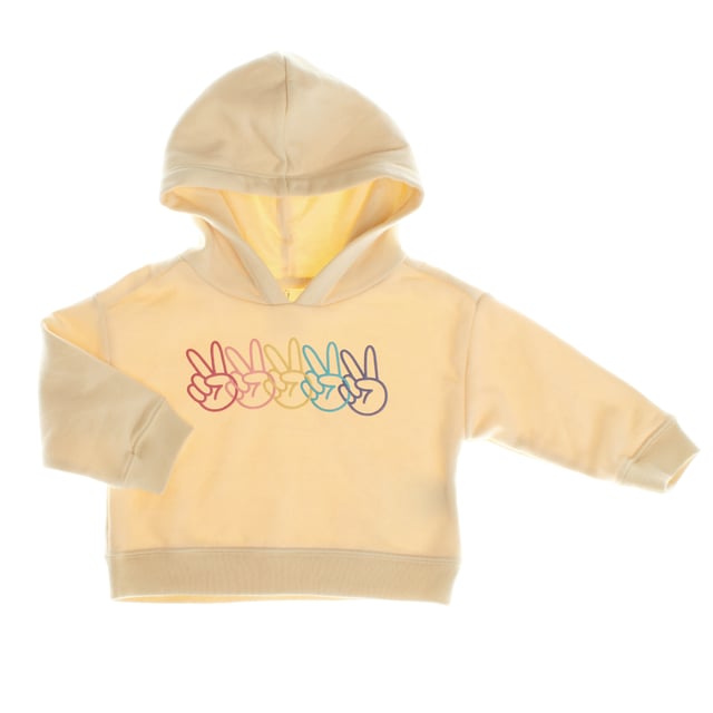 Children's hooded sweatshirt, designed to provide comfort and style to the little ones.

 It features a cheerful print on the front adding a fun and colorful touch.

 Its relaxed cut allows freedom of movement, while the ribbed cuffs and hem ensure a comfortable, smooth fit to the body.

 Ideal for a casual look that keeps children warm and fashionable on any occasion.
 Composition: Body: 77% Cotton, 23% Polyester; Hood lining: 100% Cotton
 Care:
- Machine wash cold on delicate cycle.
 - Use mild detergents.
 - Use dryer at low temperature.
 - Iron at low temperatures.
 - Do not dry clean.
