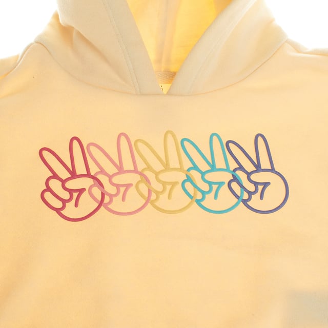 Children's hooded sweatshirt, designed to provide comfort and style to the little ones.

 It features a cheerful print on the front adding a fun and colorful touch.

 Its relaxed cut allows freedom of movement, while the ribbed cuffs and hem ensure a comfortable, smooth fit to the body.

 Ideal for a casual look that keeps children warm and fashionable on any occasion.
 Composition: Body: 77% Cotton, 23% Polyester; Hood lining: 100% Cotton
 Care:
- Machine wash cold on delicate cycle.
 - Use mild detergents.
 - Use dryer at low temperature.
 - Iron at low temperatures.
 - Do not dry clean.