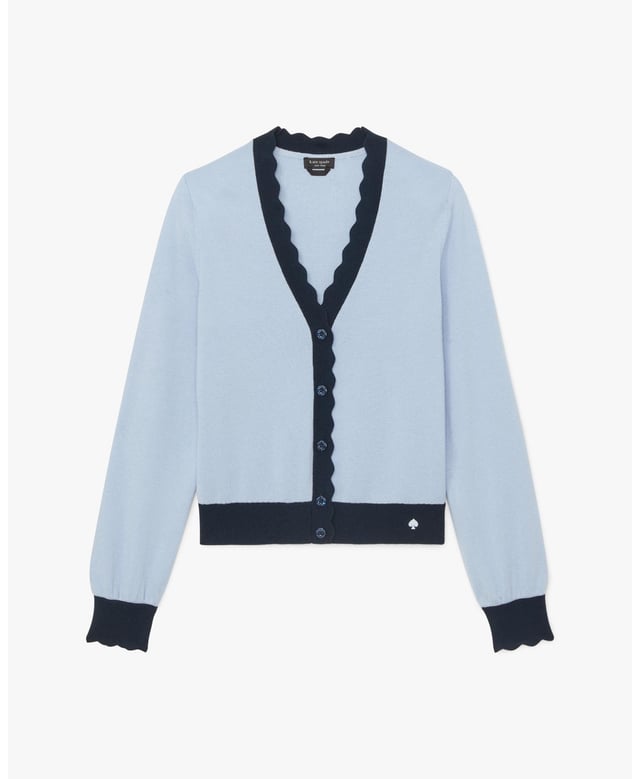 Layer It Over A Blouse, Dress, Jumpsuit Or Pretty Much Anything Else You've Got. This Lightweight Jacket Is A Stylish Finishing Touch To Any Look., Scalloped Colorblock Cardigan,  Length: 57.10 Cm