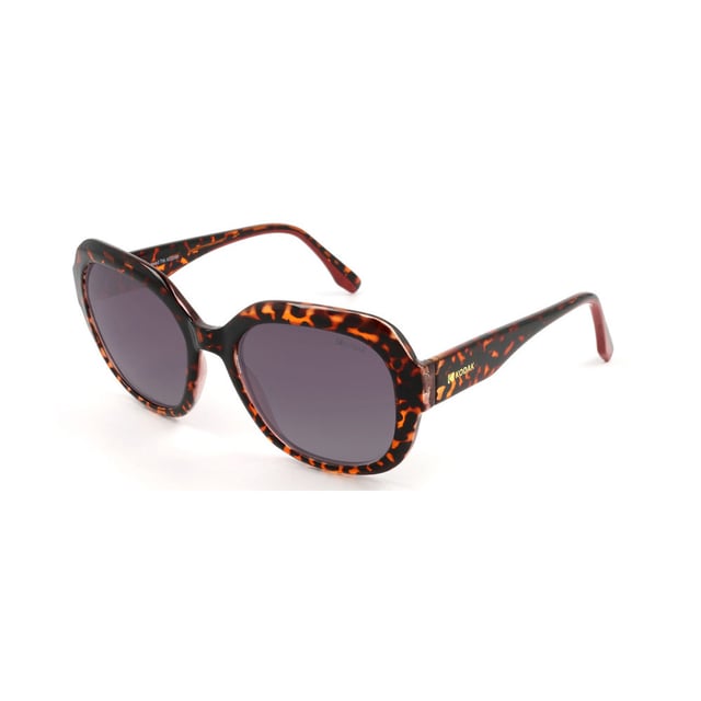 These Kodak women's sunglasses combine a classic and modern design with discreet details that add sophistication.

 Shape and design:
 - The shape of these sunglasses is oval and voluminous, which gives them a retro and elegant design.

 Frame Material:
 - The frame of these sunglasses is made of polycarbonate, a material known for its impact resistance and lightness.

 Sideburns:
 - The temples are also made of polycarbonate, matching the frame material.

 Brand details:
 - Kodak branding on temples.

 Glasses:
 - Polarized: Yes.
 - Progression: Yes, compatible with progressive lenses.
 - Graduation: Yes, adaptable to your visual needs.
 - 100% UV400 protection.

 The color of the sunglasses lenses may vary slightly from the images due to lighting effects or adjustments in the material finish, but they will always retain their style and quality!
 Measures: Lens height: 48 mm. Lens width: 54 mm. Bridge: 19 mm. Temples: 145 mm.
 Composition: Polycarbonate
 Care:
Use a microfiber cloth to clean the lenses and avoid scratches.