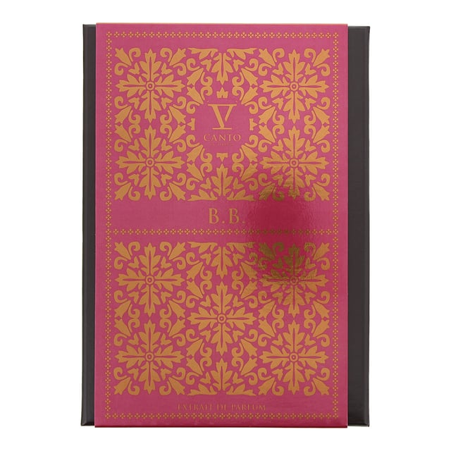 V Canto B.B. Extrait de Parfum 100ml B.B. by V Canto is a Floral Woody Musk fragrance for women and men created by Paolo Terenzi and launched in 2022. This scent opens with a citrusy blend of Lemon, Bitter Orange, Bergamot, and Bulgarian Rose, offering an uplifting and bright introduction. The heart reveals a sophisticated blend of Lavender, Cumin, Ylang-Ylang, Lotus, and Pepper, adding floral and spicy complexity. As it settles, the fragrance deepens with a rich base of Myrrh, Oakmoss, Musk, Sandalwood, and Birch, creating a warm and earthy finish. Perfect for those who enjoy a dynamic fragrance with floral brightness, woody depth, and musky warmth.