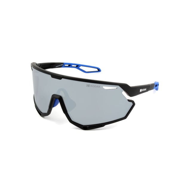 These Kodak men's sports sunglasses combine a futuristic, wraparound design with ergonomic details that offer maximum protection and style.

 Shape and design:
 - Kodak shield sunglasses with a single wraparound lens, ideal for full coverage.

 Frame Material:
 - Made of TR90 Nylon, an ultra-light, flexible and resistant material, these sunglasses guarantee comfort all day long.

 Sideburns:
 - The temples are also made of TR90, matching the frame material.

 Brand details:
 - Kodak branding on temples.

 Glasses:
 - Polarized: No.
 - Progression: Not allowed.
 - Graduation: Not allowed.
 - 100% UV400 protection.

 The color of the sunglasses lenses may vary slightly from the images due to lighting effects or adjustments in the material finish, but they will always retain their style and quality!
 Measures: Lens height: 54 mm. Lens width: 145 mm. Bridge: 0 mm. Temples: 125 mm.
 Composition: Nylon TR90
 Care:
Use a microfiber cloth to clean the lenses and avoid scratches.