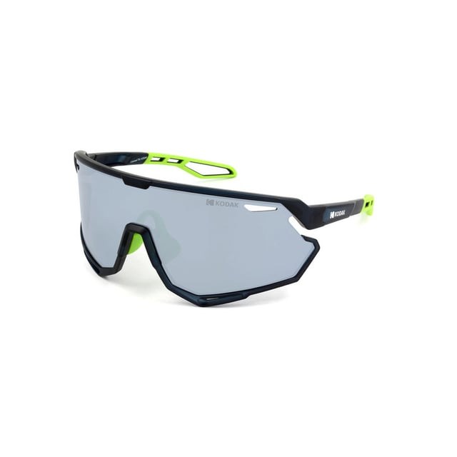 Estas gafas de sol deportivas hombre Kodak combinan un diseño futurista y envolvente con detalles ergonómicos que ofrecen máxima protección y estilo.

Forma y diseño:
- Gafas de sol Kodak tipo shield con lente única envolvente, ideal para una cobertura completa.

Material de la montura:
- Fabricadas en Nylon TR90, un material ultraligero, flexible y resistente, estas gafas de sol garantizan comodidad durante todo el día.

Patillas:
- Las patillas también están elaboradas de TR90, a juego con el material de la montura.

Detalles de la marca:
- Grabado de la marca Kodak en las patillas.

Lentes:
- Polarizadas: No.
- Progresión: No admite.
- Graduación: No admite.
- 100% protección UV400.

El color de las lentes de las gafas de sol puede variar ligeramente con respecto a las imágenes debido a efectos de iluminación o ajustes en el acabado del material, ¡pero siempre conservarán su estilo y calidad!
 Medidas: Alto lente: 54 mm. Ancho lente: 145 mm. Puente: 0 mm. Patillas: 125 mm.
 Composición: Nylon TR90
 Cuidados:
Usar un paño de microfibra para limpiar las lentes y evitar rayaduras.