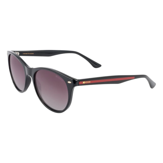 These Kodak women's sunglasses combine a classic and modern design with discreet details that add sophistication.

 Shape and design:
 - Round women's sunglasses, ideal for a versatile and timeless style.

 Frame Material:
 - The frame of these sunglasses is made of polycarbonate, a material known for its impact resistance and lightness.

 Sideburns:
 - The temples are also made of polycarbonate, matching the frame material.

 Brand details:
 - Kodak branding on temples.

 Glasses:
 - Polarized: Yes.
 - Progression: Yes, compatible with progressive lenses.
 - Graduation: Yes, adaptable to your visual needs.
 - 100% UV400 protection.

 The color of the sunglasses lenses may vary slightly from the images due to lighting effects or adjustments in the material finish, but they will always retain their style and quality!
 Measures: Lens height: 45 mm. Lens width: 55 mm. Bridge: 18 mm. Temples: 145 mm.
 Composition: Polycarbonate
 Care:
Use a microfiber cloth to clean the lenses and avoid scratches.