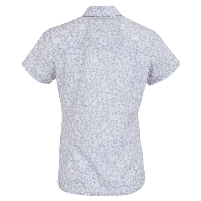96% gerecycled polyester, 4% elasthaan. Stof: Rekken. Ontwerp: all-over print, weide bloemen. Zakken: 2 borstzakken, rits, klepsluiting. Sluiting: Knoopsluiting. Mouwtype: Korte mouwen. Zoom: Split. Halsuitsnijding: Omgeslagen kraag. Stoftechnologie: Anti-insectenbehandeling, Isoflex, Lichtgewicht, Sneldrogend, UV-bescherming, Waterafstotend. Packaway. Zonneschatting: UPF 50+. 125gsm. 10 VK: 34 in. 12 VK: 36 in. 14 VK: 38 in. 20 VK: 45 in. 18 VK: 43 in. 16 VK: 40 in.