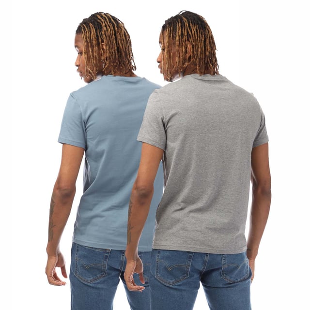 Mens Emporio Armani 2 Pack of Endurance Logo T-Shirts in grey - blue.- Crew neckline.- Short sleeves.- Stretch jersey.- Regular fit.- 95% Cotton  5% Elastane.- Ref: 1112674F715349