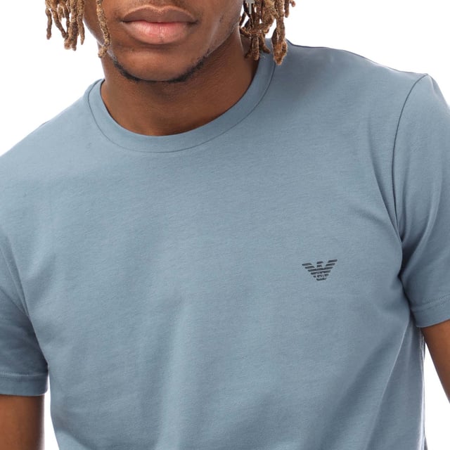 Mens Emporio Armani 2 Pack of Endurance Logo T-Shirts in grey - blue.- Crew neckline.- Short sleeves.- Stretch jersey.- Regular fit.- 95% Cotton  5% Elastane.- Ref: 1112674F715349
