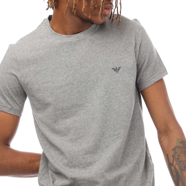 Mens Emporio Armani 2 Pack of Endurance Logo T-Shirts in grey - blue.- Crew neckline.- Short sleeves.- Stretch jersey.- Regular fit.- 95% Cotton  5% Elastane.- Ref: 1112674F715349