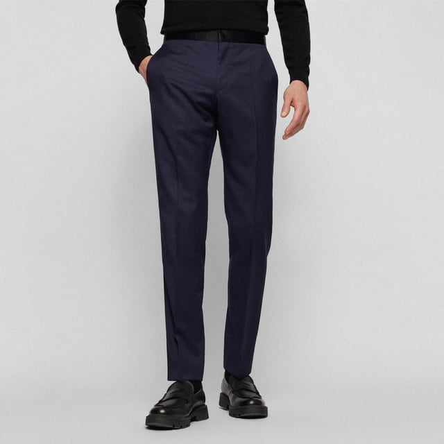 Mens Boss Gilan Trousers in dark blue.- Hook and zip fastening.- Belt loops.- Front pockets.- 100% Virgin Wool.- Ref: 50375814401