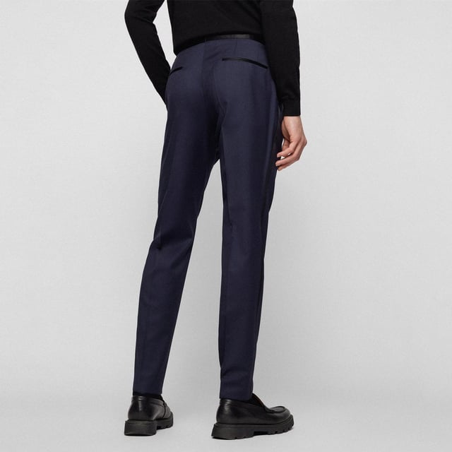 Mens Boss Gilan Trousers in dark blue.- Hook and zip fastening.- Belt loops.- Front pockets.- 100% Virgin Wool.- Ref: 50375814401