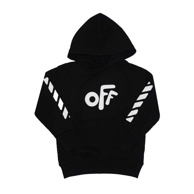 Boy's Off White Juniors Rounded Hoodie in Black-White