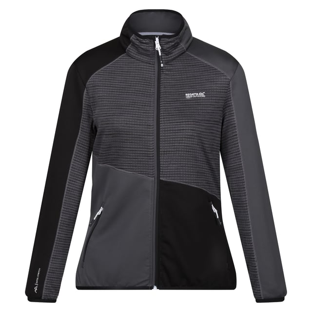 Material: Elastane, Polyamide, Polyester. Fabric: Extol Stretch, Knitted. Design: Colour Block, Ergonomic, Logo, Striped. 235gsm. Fabric Technology: Durable, DWR Finish, Flexible, Lightweight, Water Repellent. Neckline: High-Neck. Sleeve-Type: Long-Sleeved. Stretch Binding. Pockets: 2 Side Pockets, Zip. Fastening: Full Zip. Denier: 20D. Sustainability: Made from Recycled Materials. 8 UK: 32 in. 10 UK, 12 UK: 36 in. 14 UK: 38 in. 20 UK: 45 in. 18 UK: 43 in. 16 UK: 40 in.