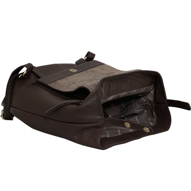 A stylish backpack in our exclusively developed soft milled leather. The unique shape and minimalistic design is ideal for travel and day to day use. A full grain leather bag that provides the space and ease to carry items such as tablets, ipads, notebooks, purses and much more... A hidden button with adjustable tab gives security and allows to maintain the shape of your 'Jermyn' medium-sized full grain leather backpack.
Top grab handle. Lightweight. Fits ipads and tablets. Flap magnet closure. Additional internal adjustable tab for security and space. Adjustable shoulder handle. Adjustable leather shoulder strap. Internal utility features, include: Zip pocket. Fittings colour: Clean Brass. Composition: Body: 100% Genuine Leather. Lining: 100% Cotton.
DISCLAIMER : All pictures shown are for illustration purpose only. Actual product colour may vary due to different ambience lighting or the screen display settings. Size- W27.5cm x H30cm x D16cm.