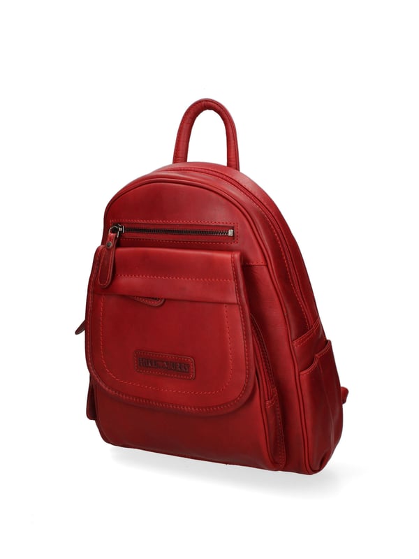 Mochila de hombre. El cierre es con cremallera. Los bolsillos internos son uno con cremallera y otro abierto. Los bolsillos externos son uno en la parte delantera con cremallera, uno en la parte delantera con botón magnético y otro en la parte trasera con cremallera. Falta la correa para el hombro. El mango es de piel. Hay un compartimento interno. El material exterior es auténtica piel de becerro engrasada. Internamente está forrado en tejido 70% algodón - 30% poliéster. Medidas: 33x25x11 cm. Producto de moda