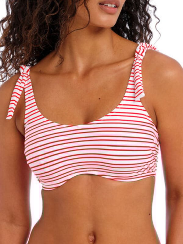 Freya New Shores Bralette Bikini Top. Removable bunny knot tie detail at shoulder. Product is hand wash only.