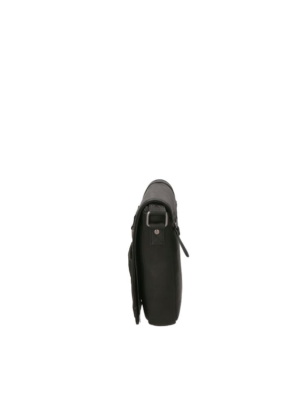 Bolso bandolera para hombre. El cierre es con cremallera. Los bolsillos internos son uno con cremallera. Los bolsillos externos son uno delantero con cremallera y otro trasero con cremallera. La bandolera es ajustable en piel. Falta el mango. Hay un compartimento interno. El material exterior es auténtica piel de vacuno. Internamente está forrado en poliéster. Medidas: 20x25x6 cm. Producto de moda
