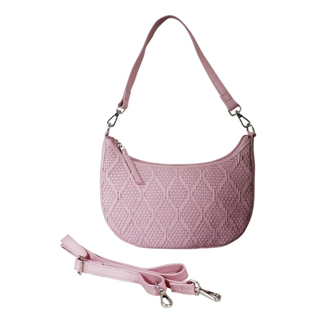 Indulge in luxury with the Assots Premium 'Wonder Weave' Real Leather Woven Designer Shoulder Crossbody Bag. Meticulously crafted with articulate weaving, this bag exudes sophistication and perfection. Its artisanal slot weave creates a unique sense of movement and texture, making it a versatile and luxurious everyday companion. Its versatile design allows it to be worn as a crossbody or shoulder bag, with detachable handles for convenience. Beautiful diamond shaped weaving with the finest full grain genuine leather. Detachable shoulder and crossbody handles to be worn as a crossbody bag or a shoulder bag. Lightweight. Secured zip closure opens to a fully lined and roomy compartment to accommodate all your essentials. Internal zip pocket for your smartphone, house keys and car keys. Available in 13 more elegant colours. Fittings Colour: Silver Nickel. Composition: Body: 100% Genuine Leather, Lining: Polyester. DISCLAIMER: All pictures shown are for illustration purpose only. Actual product colour may vary due to different ambience lighting or the screen display settings. Size- W29cm x H18cm x D8cm.