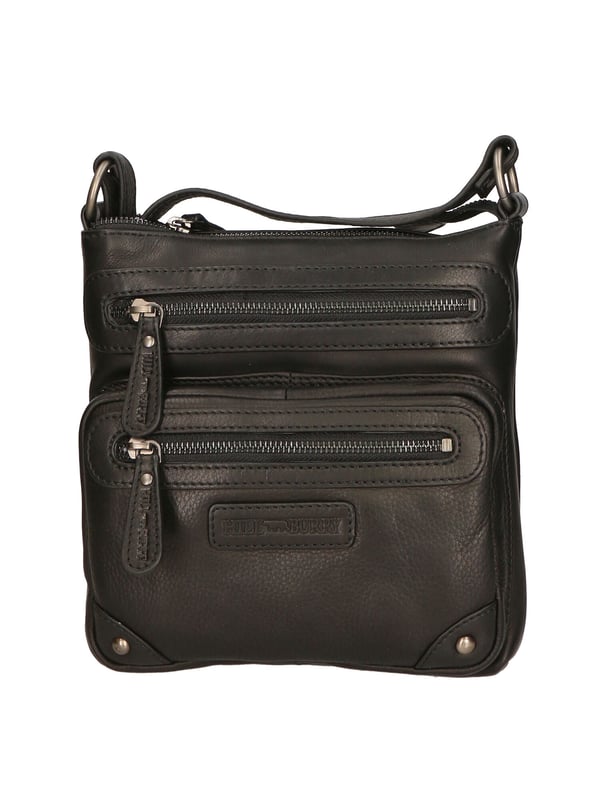 Bolso bandolera para hombre. El cierre es con cremallera. Los bolsillos internos son uno con cremallera y otro abierto. Los bolsillos externos son dos delanteros con cremallera y uno trasero con cremallera. La bandolera es ajustable en piel. Falta el mango. Hay dos compartimentos internos. El material exterior es auténtica piel de becerro engrasada. Internamente está forrado en tejido 70% algodón - 30% poliéster. Medidas: 22x23x5 cm. Producto de moda