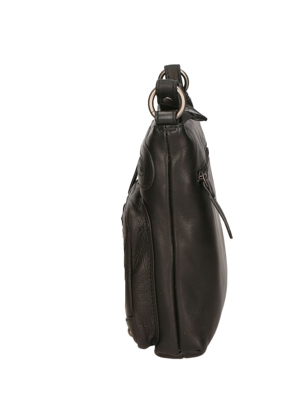 Bolso bandolera para hombre. El cierre es con cremallera. Los bolsillos internos son uno con cremallera y otro abierto. Los bolsillos externos son dos delanteros con cremallera y uno trasero con cremallera. La bandolera es ajustable en piel. Falta el mango. Hay dos compartimentos internos. El material exterior es auténtica piel de becerro engrasada. Internamente está forrado en tejido 70% algodón - 30% poliéster. Medidas: 22x23x5 cm. Producto de moda