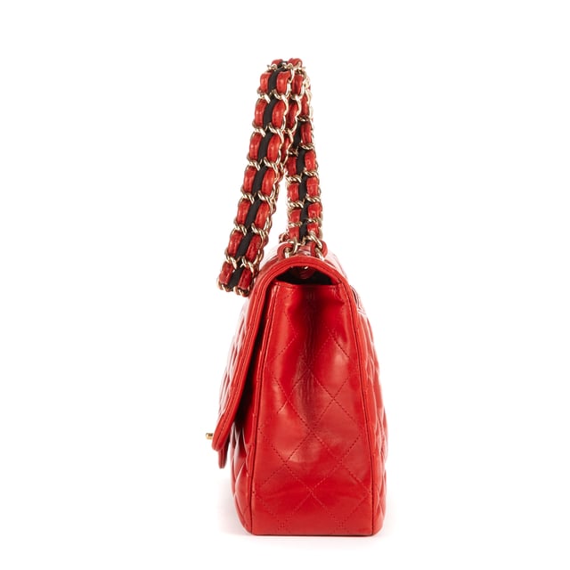 Chanel Bags Ltd. Ed. Classic Jumbo Flap  Shoulder Bag in Red Lambskin Quilted Leather and Gold hardware. The product is in Excellent Condition (A).
  Dimensions: 30x19.5x10 cm 
  Accessories Included: Sticker, Card
  
  BrandCo Paris finds rare and top condition items at great deals, they are worth your patience!
  Shop with confidence - All BrandCo Paris items are carefully selected and authenticated by our team of experts.
  All the items come with an authenticity certificate and packaging delivered by BrandCo Paris.
  Item Condition Grading Table
    N  (Like New)
    AA (Perfect Condition)
    A  (Excellent Condition)
    AB (Very Good Condition)
    B  (Good/Fair)