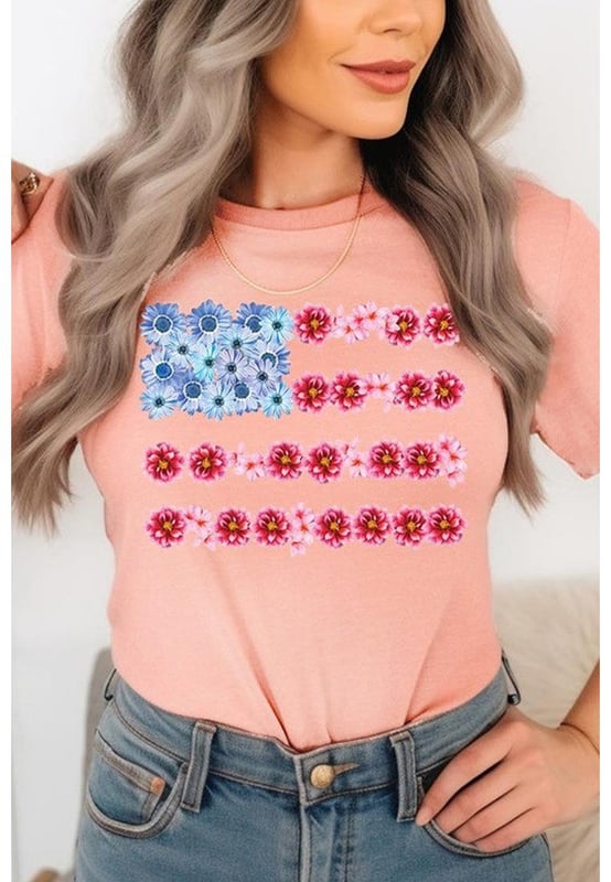 Pink Floral Printed Crew Neck Flag Day T Shirt
  Delicate floral pattern
  Classic crew neck style
  Short sleeves
  Available in a range of sizes
  See size chart for details
Material: 62% Polyester 32% Cotton 6% Elastane