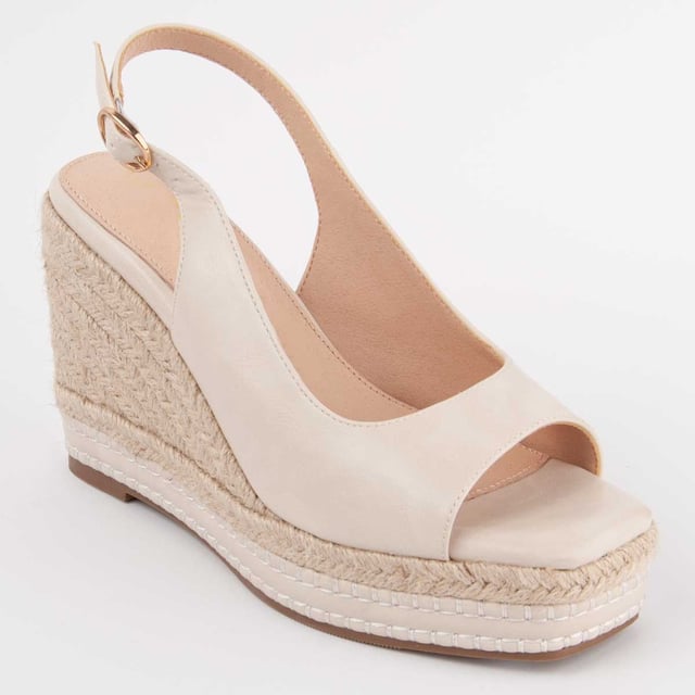 Espadrille-Sandale mit Keilabsatz für Damen. Innensohle aus 100% natürlichem Leder. Bequeme Passform. Hergestellt von anderen Marken für unsere Marke. Ungefährer Maße: 9 cm Keil und 3 cm Plateau.